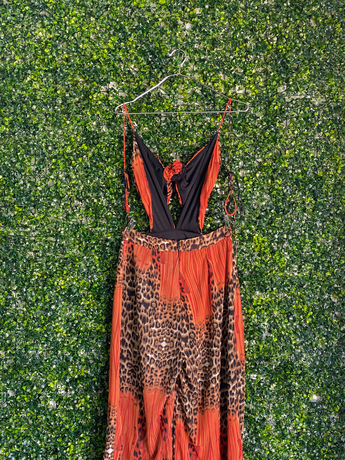 Fashion Nova Orange Leopard Print Wide-Leg Jumpsuit — back