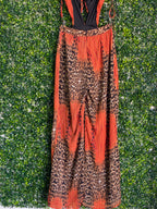 Fashion Nova Orange Leopard Print Wide-Leg Jumpsuit — detail