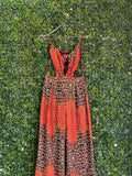 Fashion Nova Orange Leopard Print Wide-Leg Jumpsuit — front