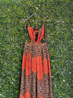 Fashion Nova Orange Leopard Print Wide-Leg Jumpsuit — front