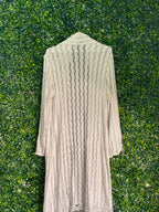 Cream Open-Knit Fringe Longline Cardigan