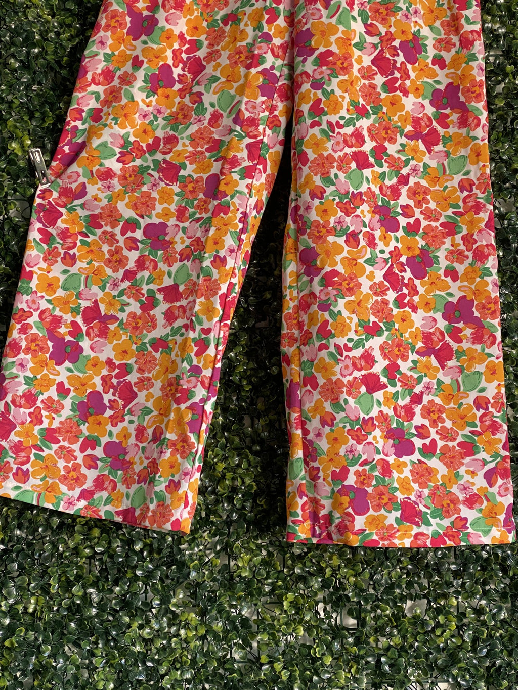 Multicolour Ditsy Floral Shirred Wide-Leg Jumpsuit — detail