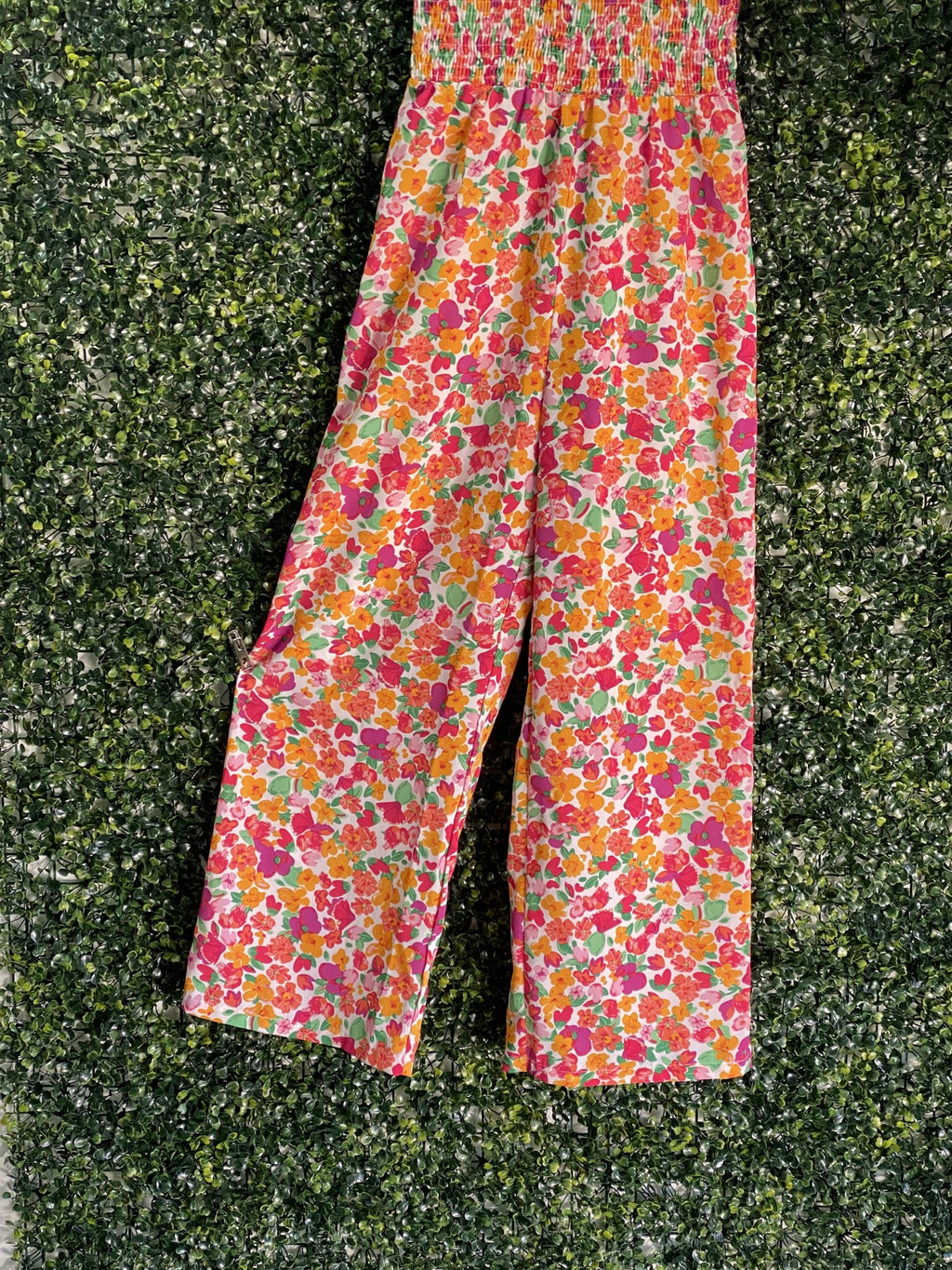 Multicolour Ditsy Floral Shirred Wide-Leg Jumpsuit — detail