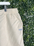 Holmes Cream Linen-Look Logo Shorts — detail