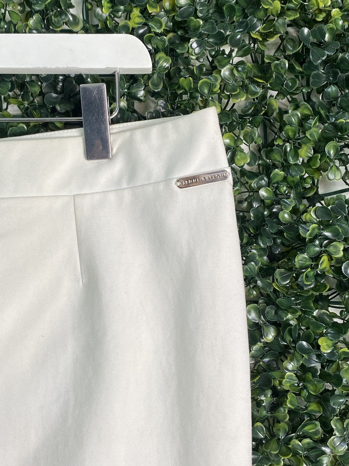 Jenni Button Ivory Stretch Pencil Skirt — detail