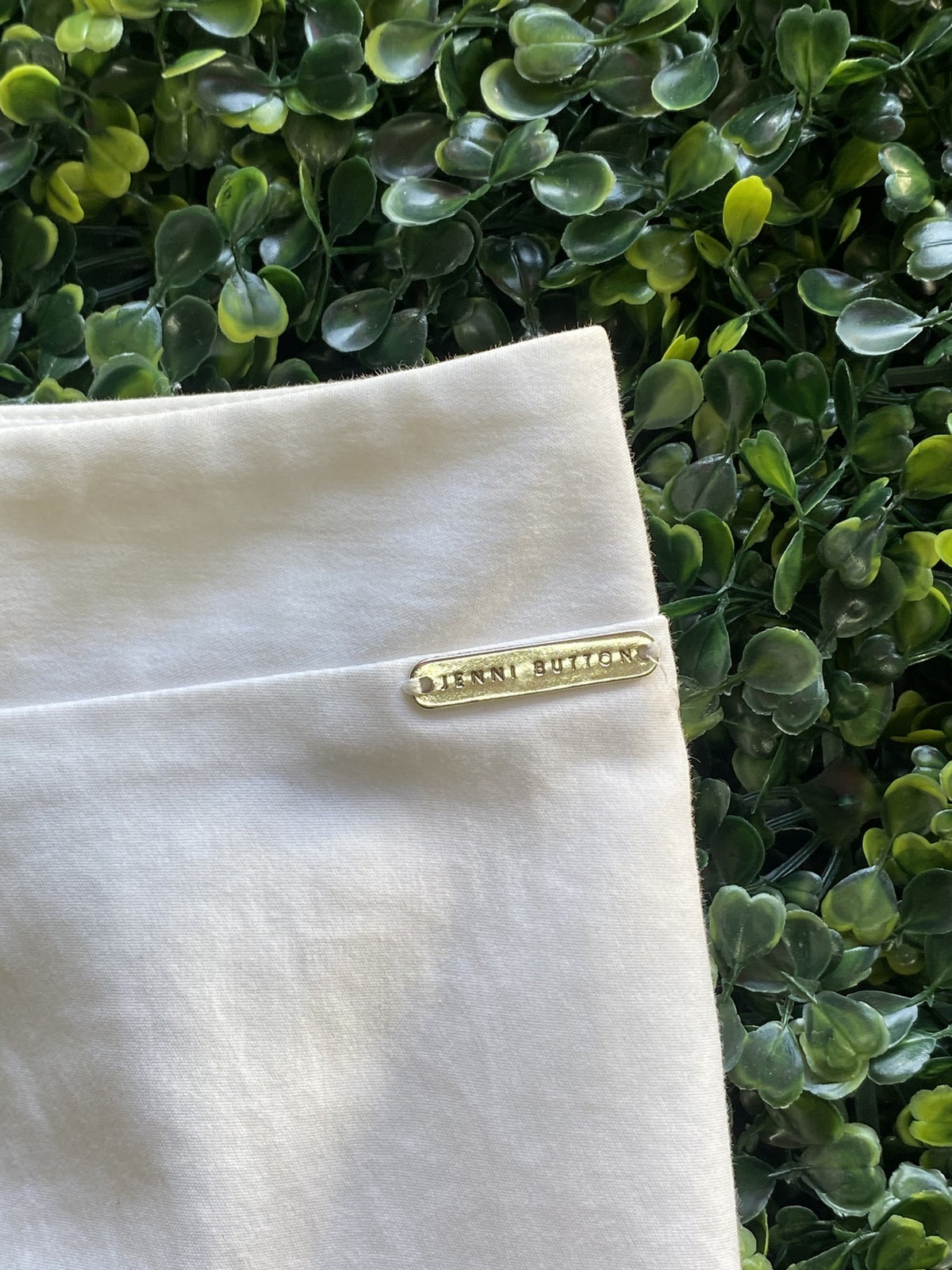Jenni Button Ivory Stretch Pencil Skirt — detail