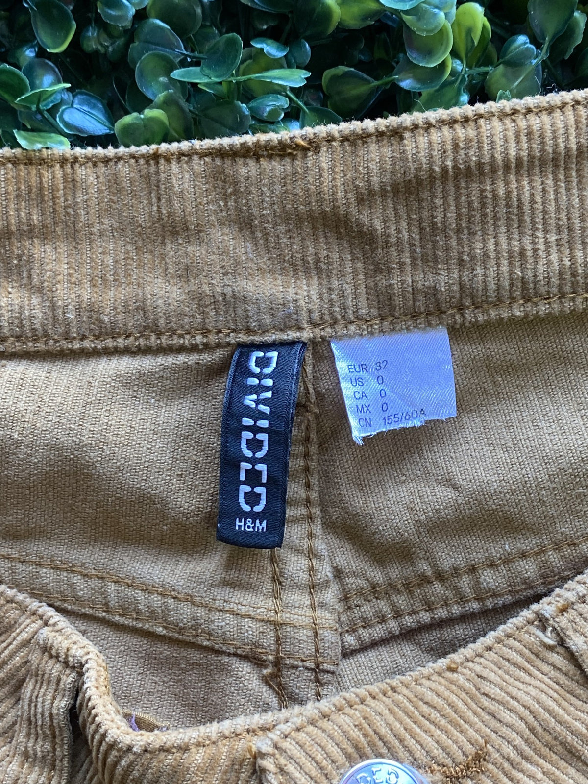 H&M Tan Corduroy Straight-Leg Pants — brand