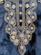Charcoal Tie-Dye Embroidered Kaftan Dress