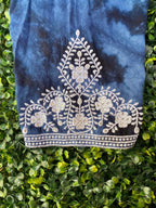 Charcoal Tie-Dye Embroidered Kaftan Dress