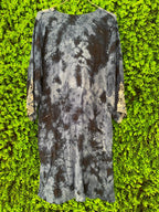 Charcoal Tie-Dye Embroidered Kaftan Dress
