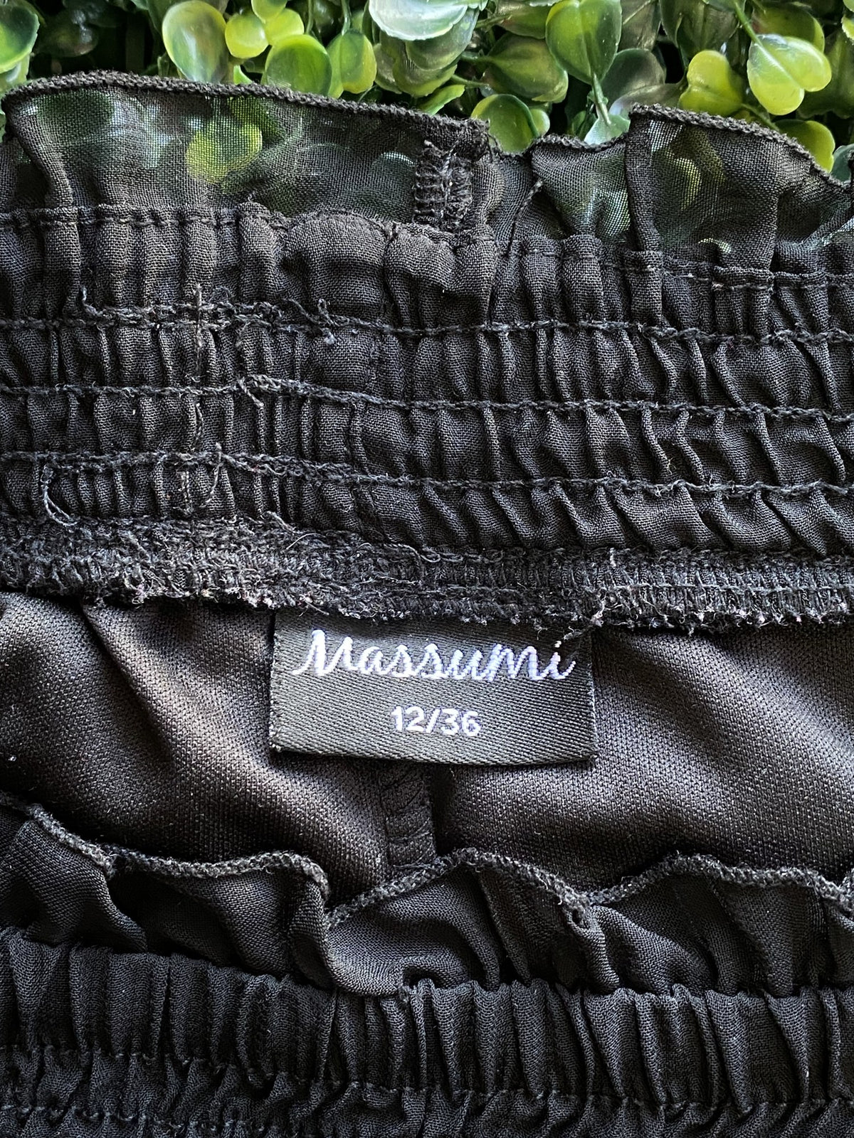 Massumi Black Chiffon Pleated Wide-Leg Pants — brand