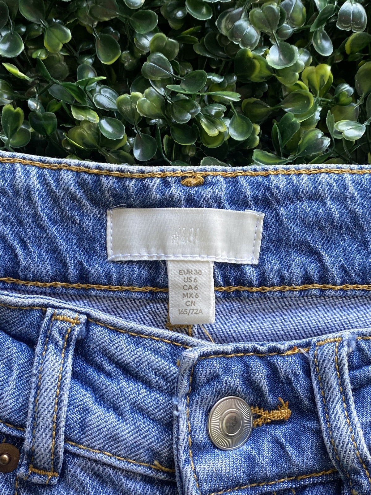H&M Light-Wash Distressed Straight-Leg Jeans — brand
