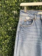 H&M Light-Wash Distressed Straight-Leg Jeans — detail