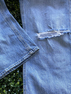 H&M Light-Wash Distressed Straight-Leg Jeans — detail