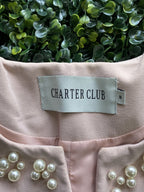 Charter Club Blush Pink Pearl-Neckline Flare-Sleeve Coat — brand