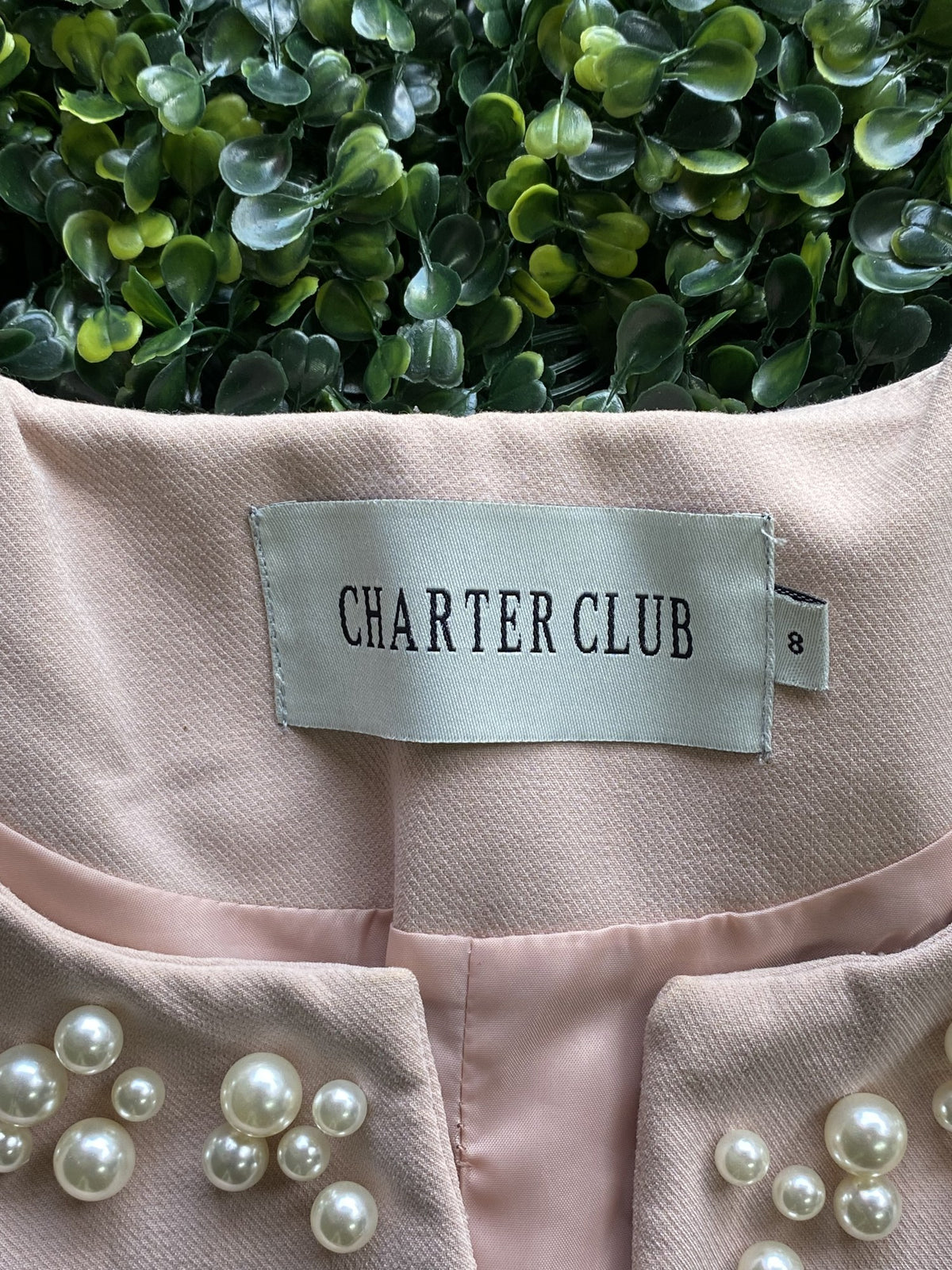 Charter Club Blush Pink Pearl-Neckline Flare-Sleeve Coat — brand