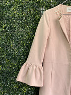 Charter Club Blush Pink Pearl-Neckline Flare-Sleeve Coat — detail