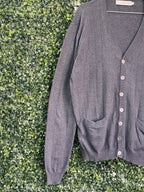 Hilton Weiner Charcoal Cotton Button Cardigan — detail