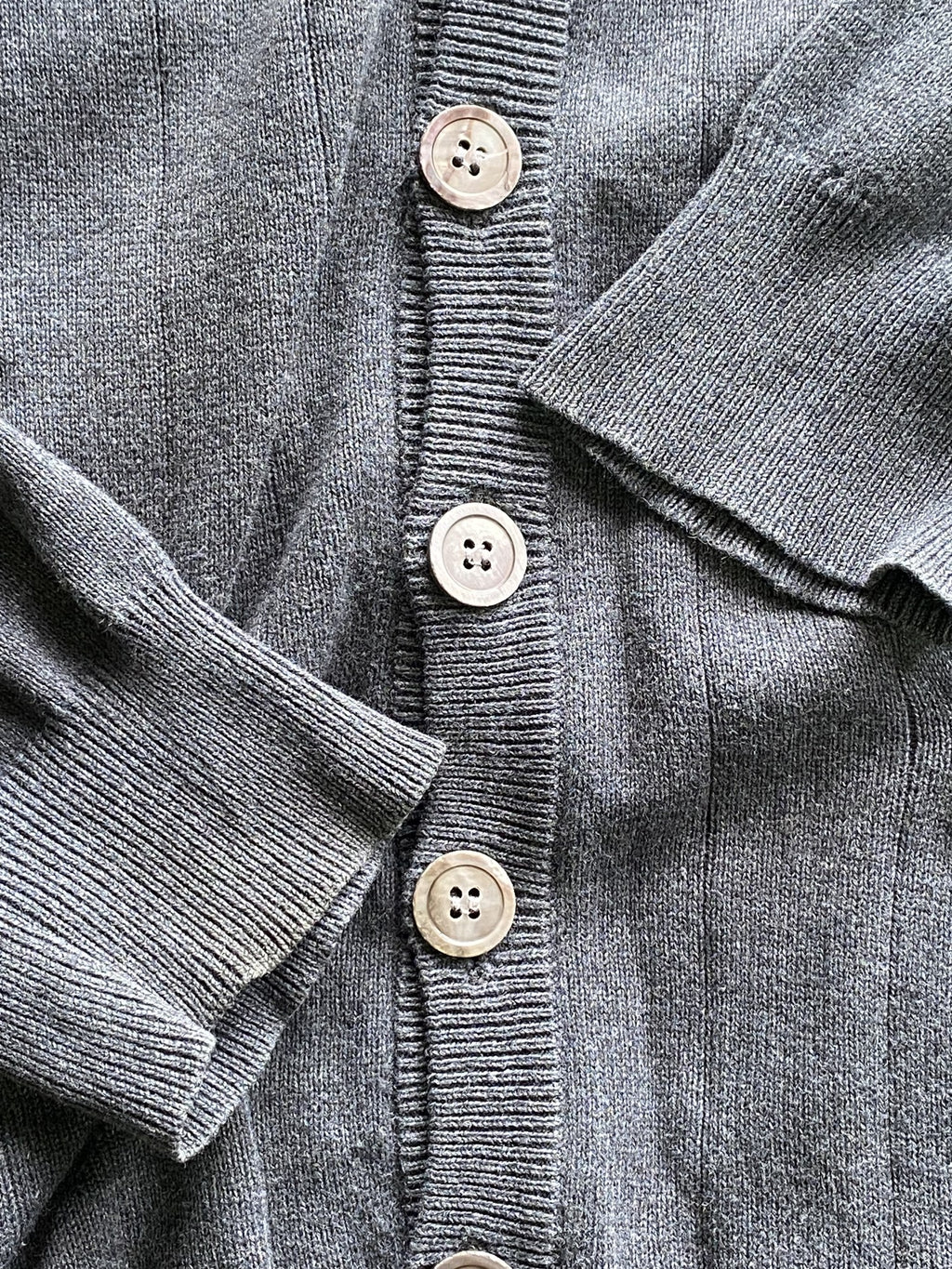 Hilton Weiner Charcoal Cotton Button Cardigan — detail