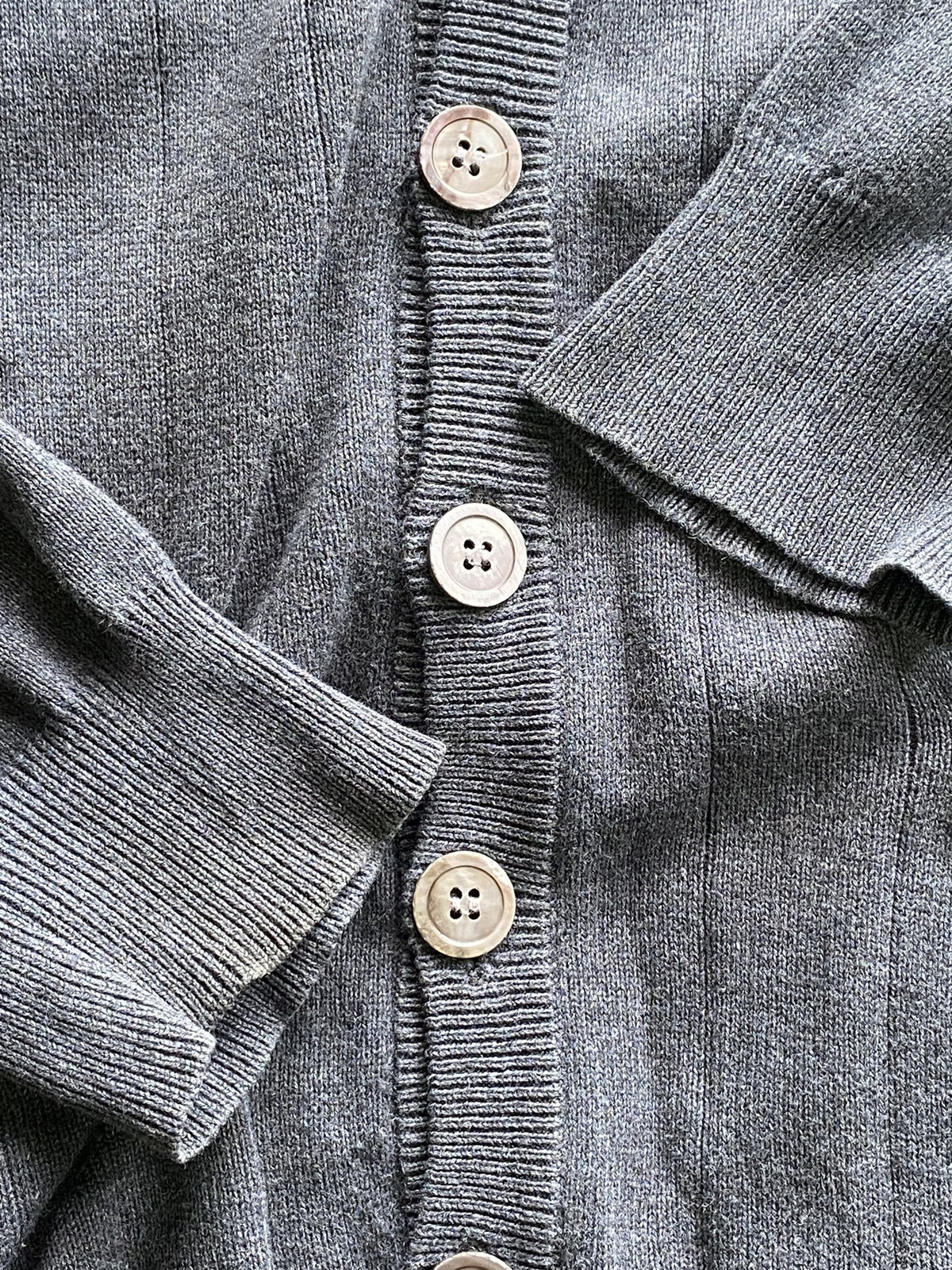 Hilton Weiner Charcoal Cotton Button Cardigan — detail