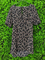Black Floral Puff Sleeve Dress