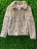 H&M Beige Faux Fur Jacket with Pockets