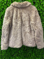 H&M Beige Faux Fur Jacket with Pockets