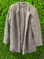 Flame Grey Textured Teddy Coat