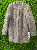 Flame Grey Textured Teddy Coat