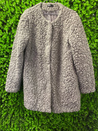 Flame Grey Textured Teddy Coat
