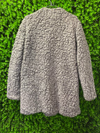 Flame Grey Textured Teddy Coat