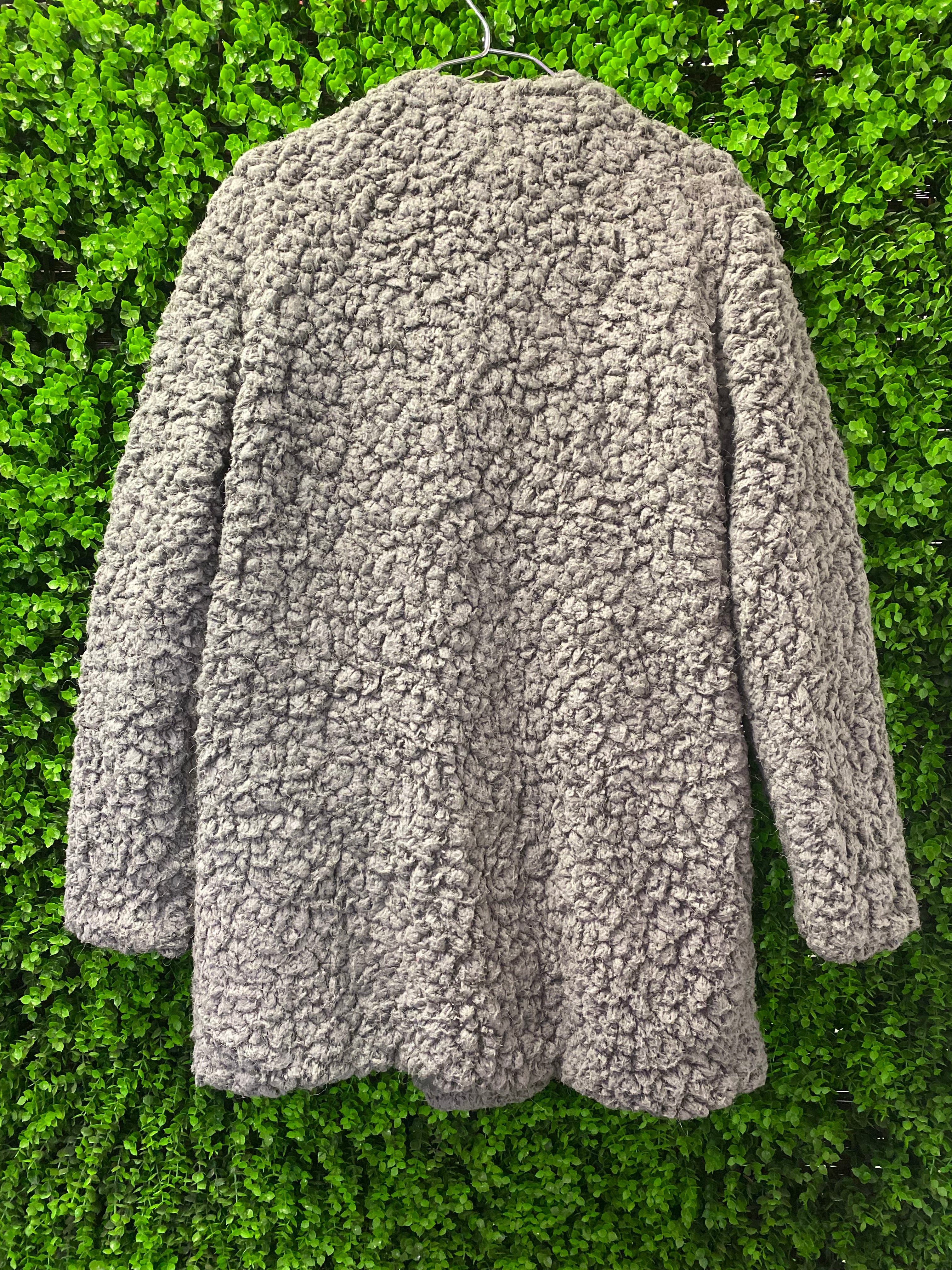 Flame Grey Textured Teddy Coat