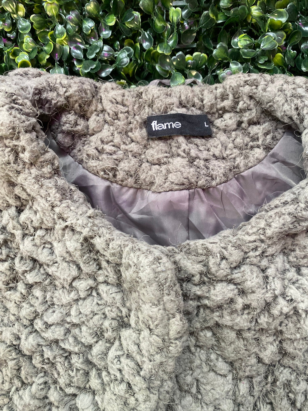 Flame Grey Textured Teddy Coat