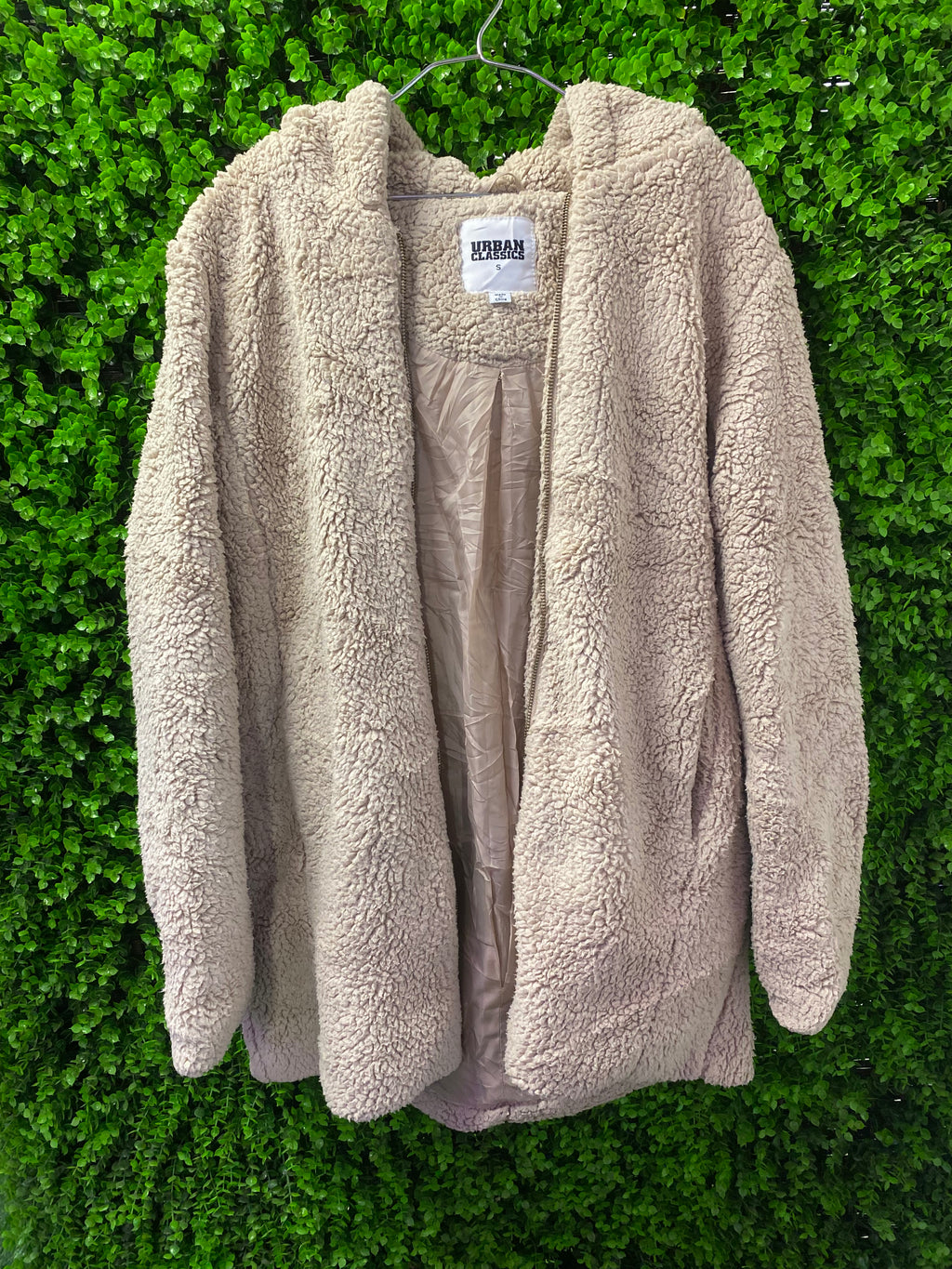 Urban Classics Beige Teddy Hooded Jacket