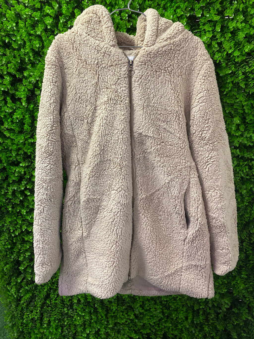 Urban Classics Beige Teddy Hooded Jacket