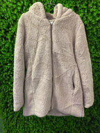 Urban Classics Beige Teddy Hooded Jacket