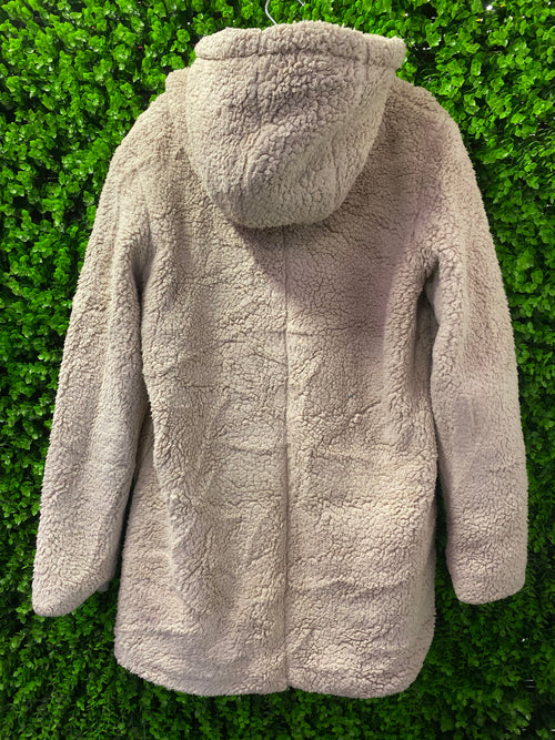 Urban Classics Beige Teddy Hooded Jacket