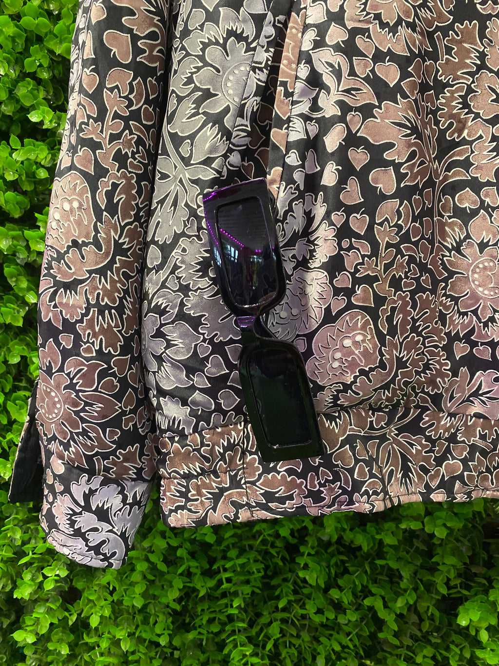Reversible Black & Floral Print Zip-Up Jacket