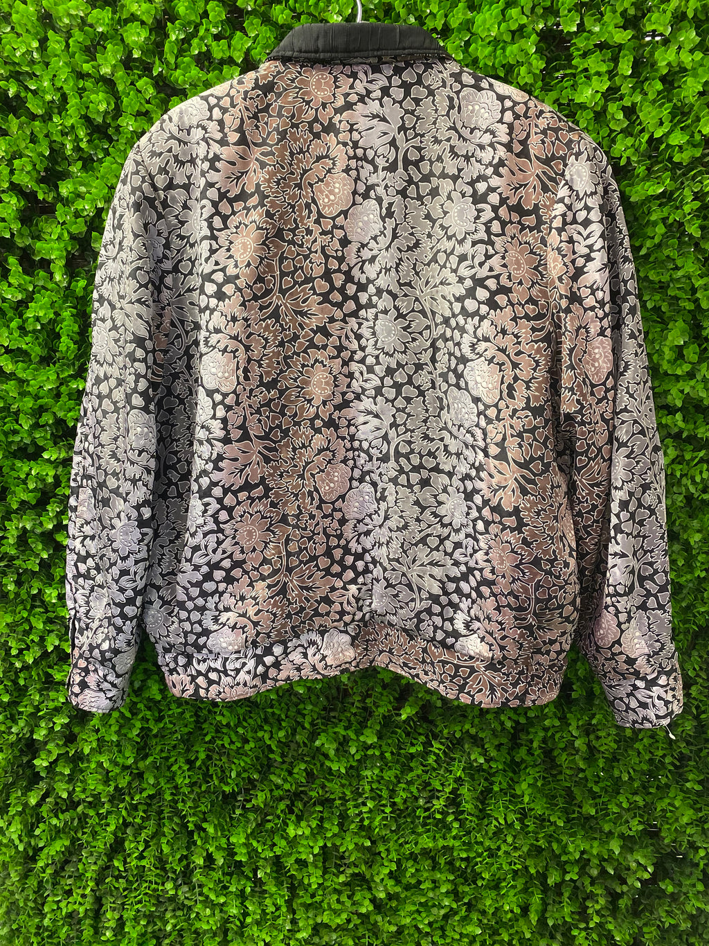 Reversible Black & Floral Print Zip-Up Jacket
