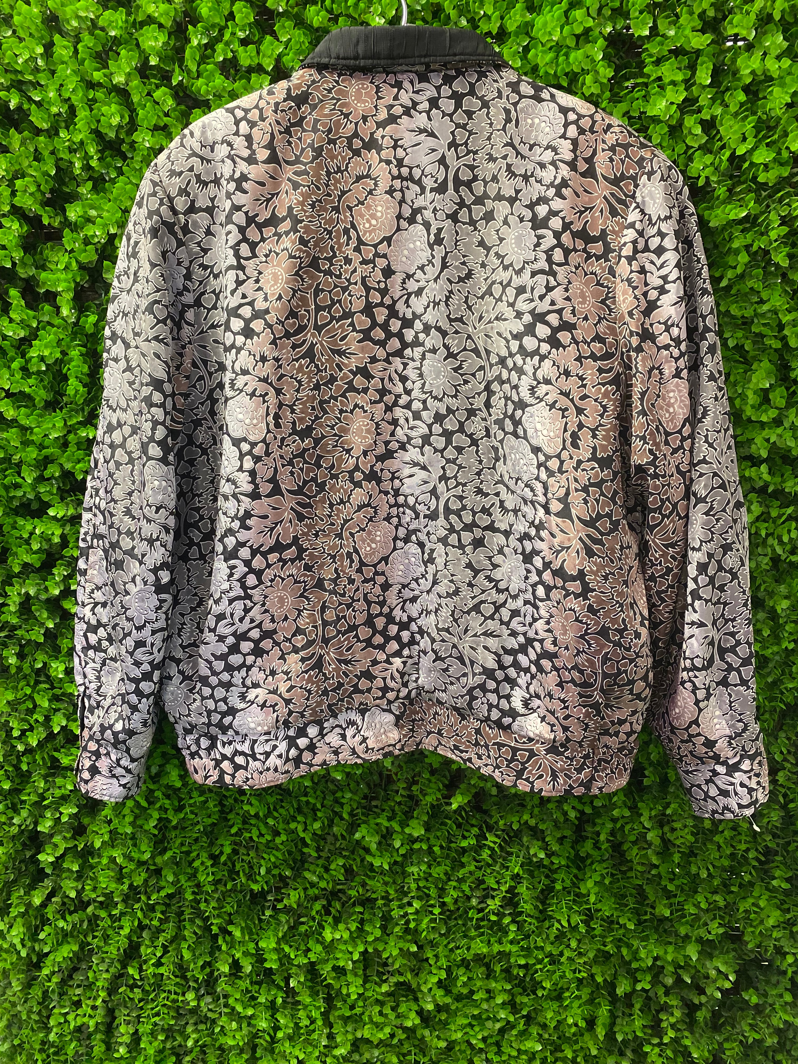 Reversible Black & Floral Print Zip-Up Jacket