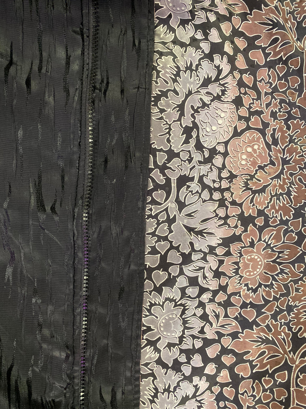 Reversible Black & Floral Print Zip-Up Jacket