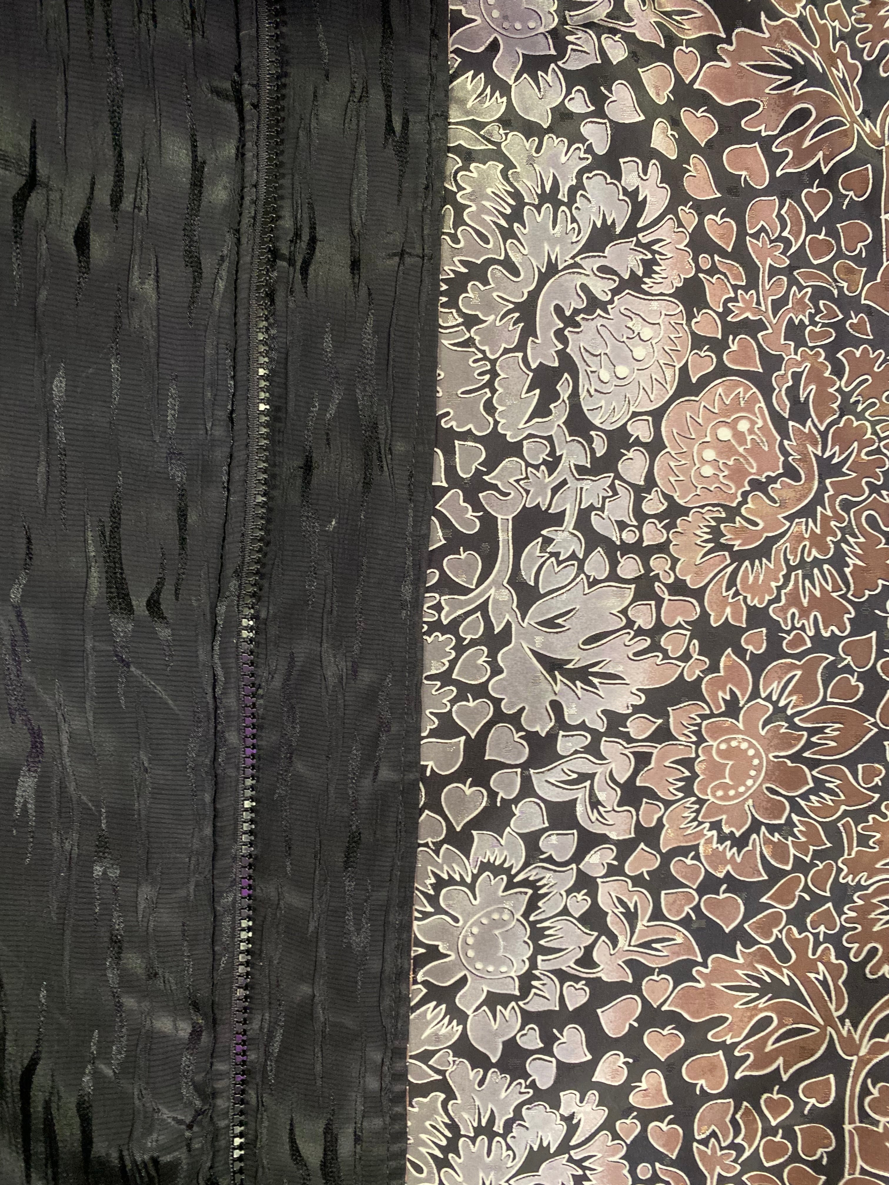 Reversible Black & Floral Print Zip-Up Jacket