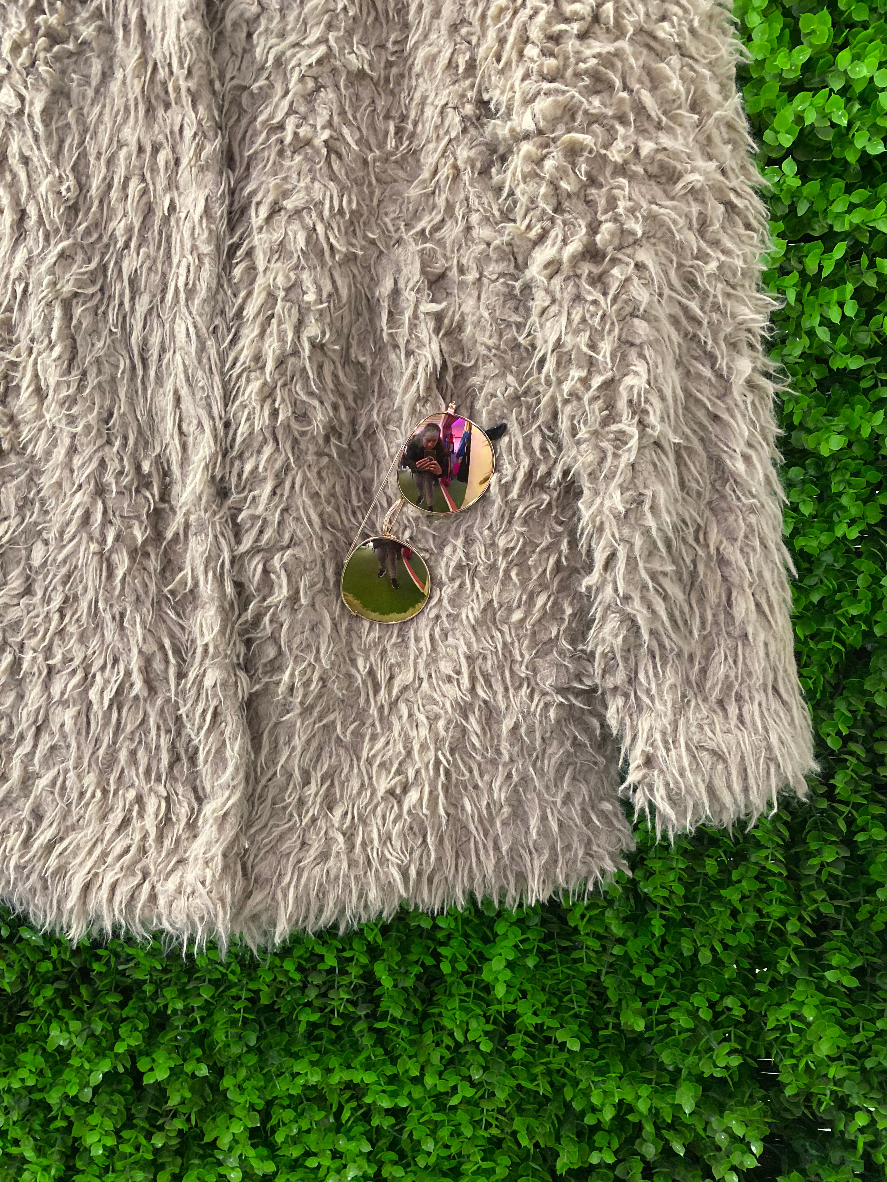Kapalua Beige Shaggy Faux Fur Jacket with Pockets