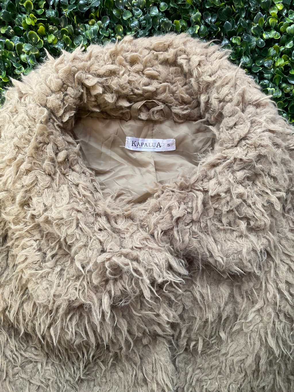 Kapalua Beige Shaggy Faux Fur Jacket with Pockets