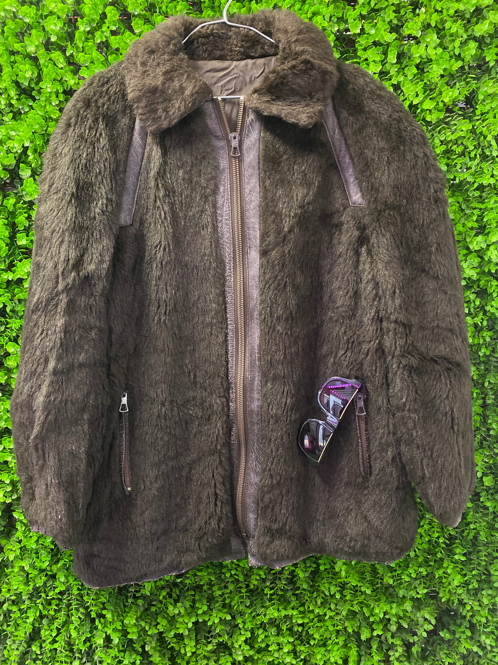 Vintage Dark Brown Faux Fur Jacket