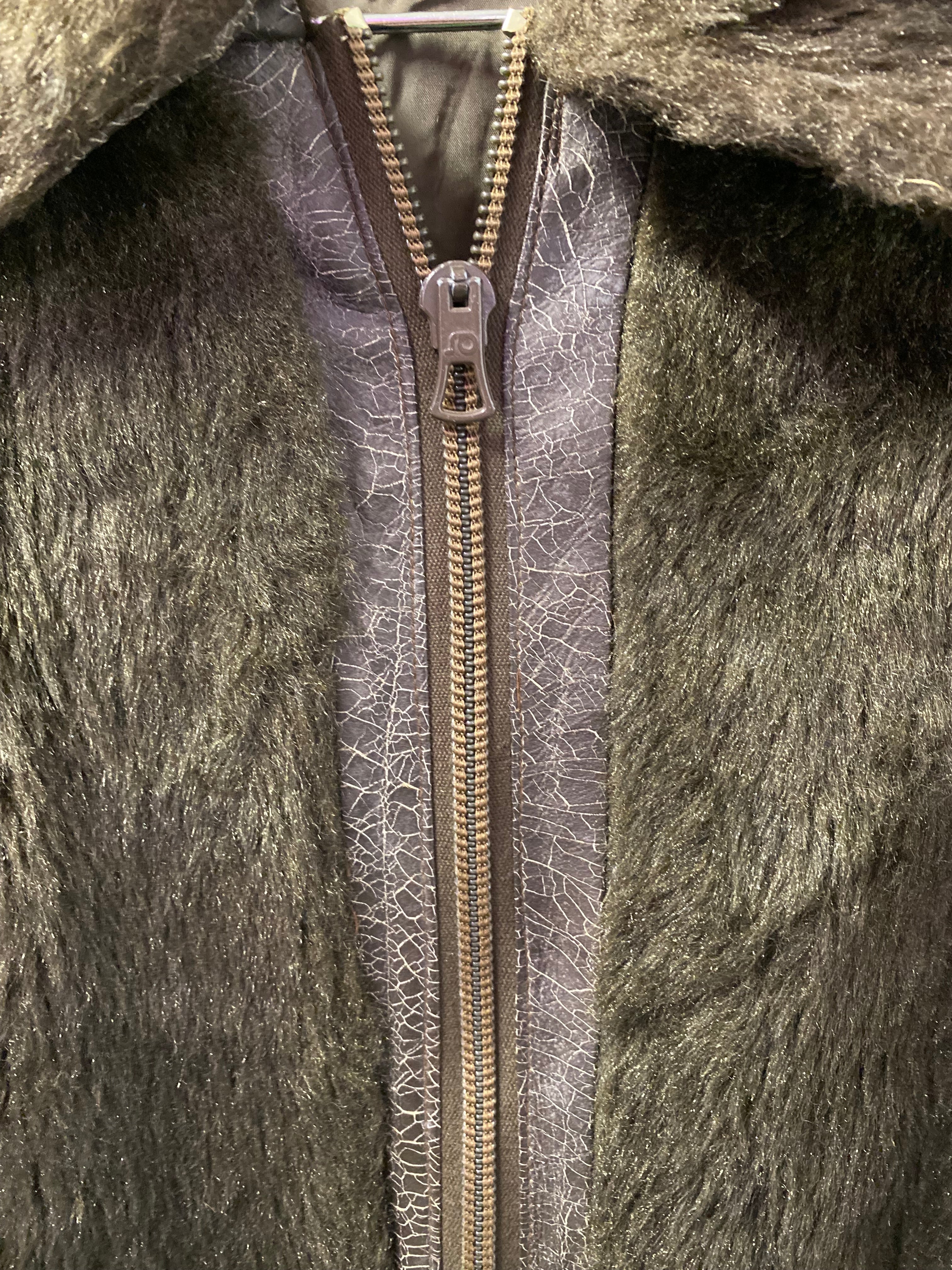 Vintage Dark Brown Faux Fur Jacket