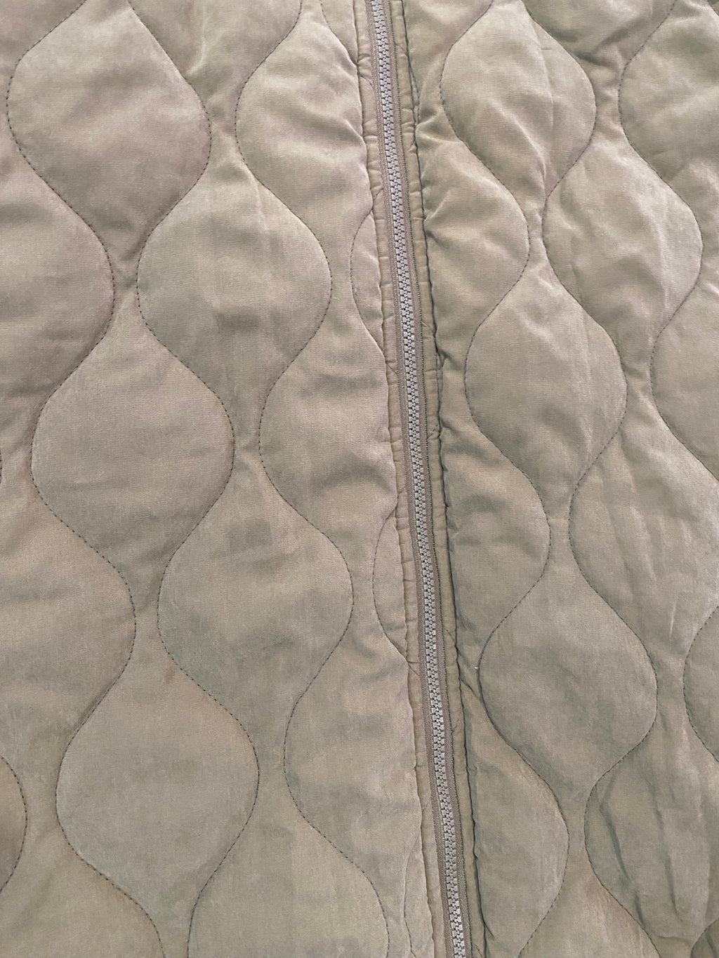 Beige Long Quilted Hooded Coat