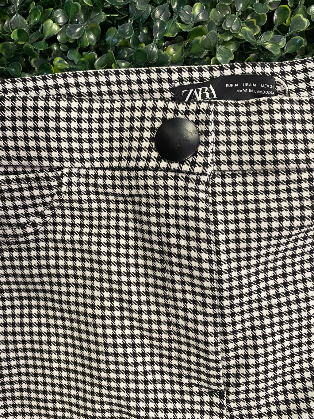 Zara FARO Black & White Houndstooth Skinny Pants