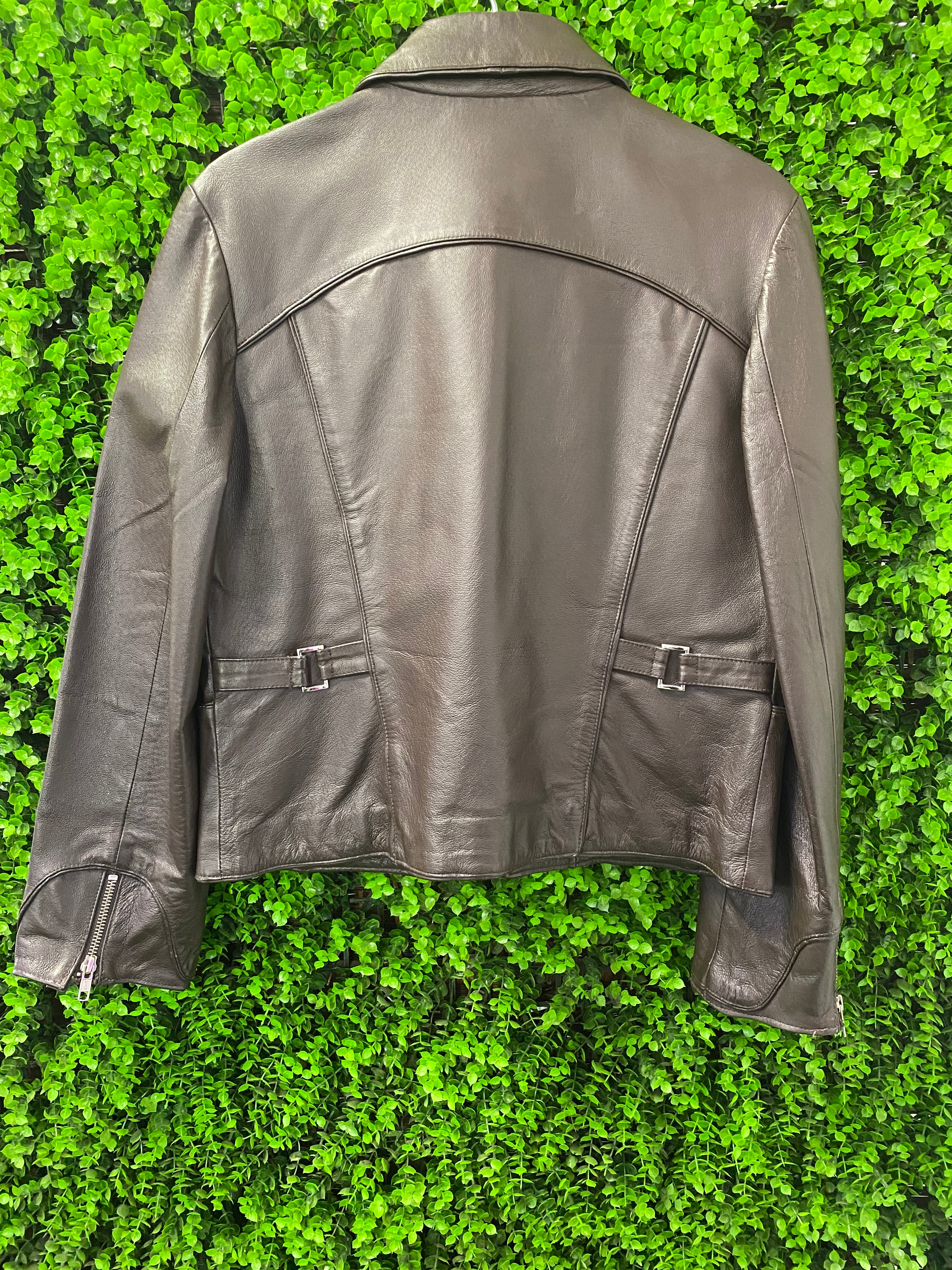 Vintage Truworths Brown Genuine Leather Zip-Up Jacket