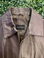 Vintage Truworths Brown Genuine Leather Zip-Up Jacket
